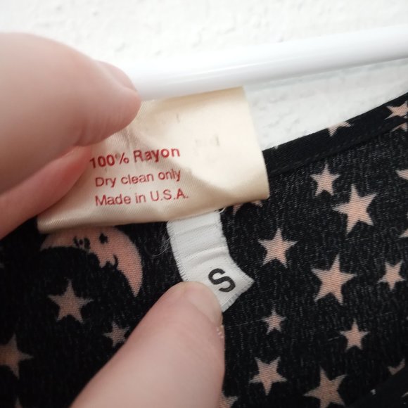 Vintage Romeo Star Moon Print Celestial Witchy Goth Boho Black Tiered Maxi Dress - Picture 12 of 14